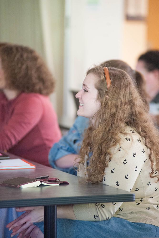 A Montevallo student listens to a presentation.